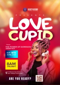 Red Gradient Love Program Flyer  A2 template