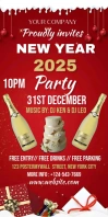 Red Gradient New Year 2025 Party Roll Up Banner 3' × 6' template