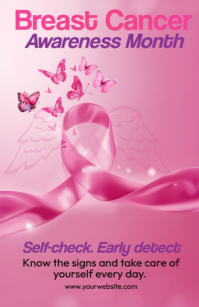 Red Gradient October Breast Cancer Awareness Tabloid template