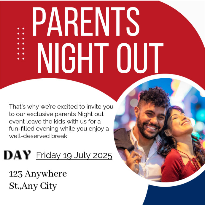 Red Gradient Parents Night Out 2025 Instagram Post template
