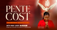 Red Gradient Pentecost Sunday Service Facebook Ad template