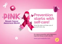 Red Gradient Pink Ribbon Breast Cancer Awareness Month Event  Postcard Postal template