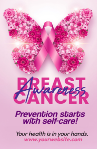 Red Gradient Pink Ribbon Campaign Tabloid template