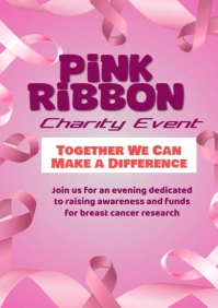 Red Gradient Pink Ribbon Charity A2 template