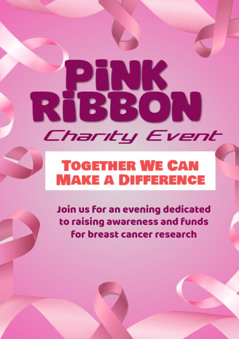 Red Gradient Pink Ribbon Charity A2 template