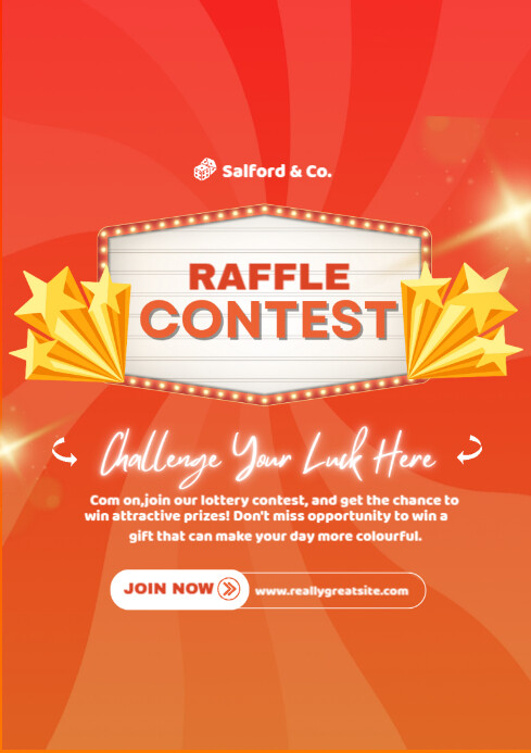 Red Gradient Raffle Contest Post A4 template