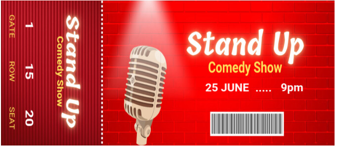Red Gradient Red Yellow Simple Stand Up Comedy Ticket Envelopes template