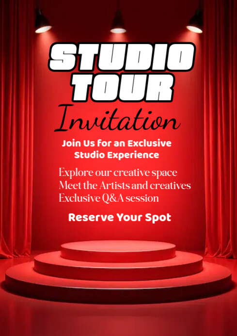 Red Gradient Studio Tour Invitation A4 template