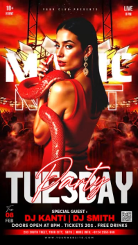 Red Gradient Tuesday Night Party Instagram Story template