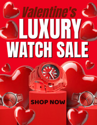Red Gradient Valentine's Luxury Watch Sale Flyer (us Letter) template