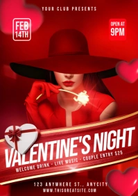 Red Gradient Valentine's Night Party A4 template