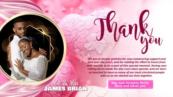 Red Gradient Wedding Appreciation Template  Digital Display (16:9)