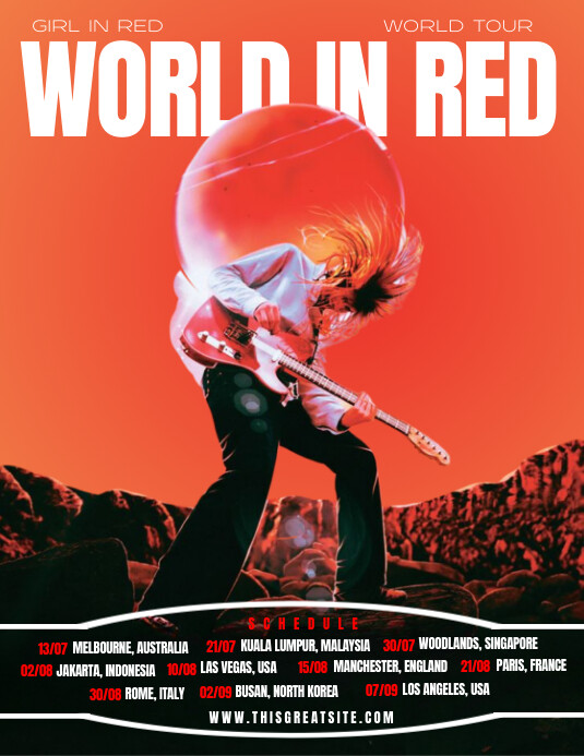 Red Gradient World In Red Concert Flyer (us L Template | PosterMyWall