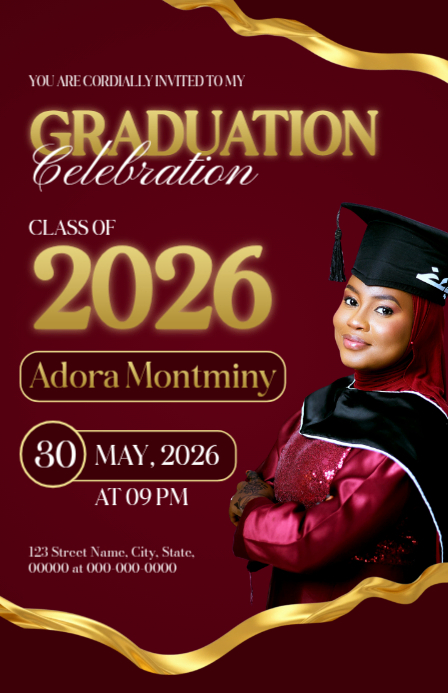 Plantilla de Red Graduation Celebration Half Page Wide | PosterMyWall