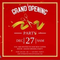 Red Grand Opening Party Square Video