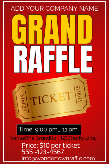 Generic Raffle Poster Red Grand Raffle Poster Template | PosterMyWall