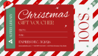 red green and white festive Christmas Gift Voucher Template Holiday Gift Coupon Voucher นามบัตร