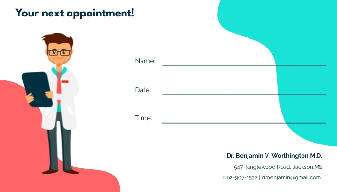 Red Green Doctor's Appointment Card Template | PosterMyWall