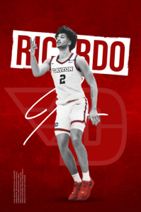 Red Grunge Basketball Player Highlight Poster โปสเตอร์ template