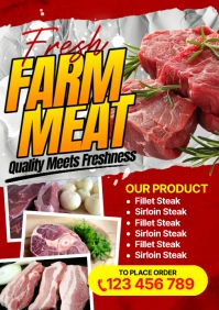 Red Grunge Farm Meat A5 template