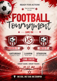 白色 Football Tournament A4 Template