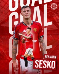 Red Grunge Goal Scorer Instagram Portrait template