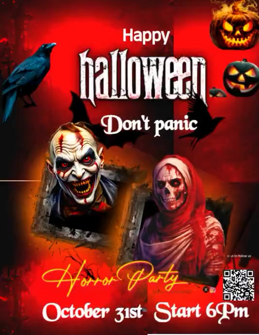 Red Grunge Halloween Horror Party Flyer Video Template | PosterMyWall
