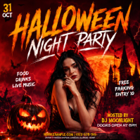 Red Halloween Night Party Pos Instagram Template