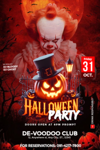 Red Grunge Halloween Night Party Poster  Pinterest Graphic template