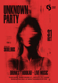 红色 Nightclub Party A4 Template