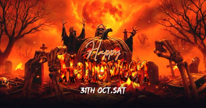 Red Grunge Happy Halloween Facebook Shared Image Video Template ...