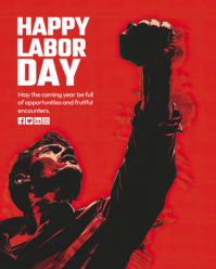 Red Grunge Labor Day Celebration Instagram Portrait template
