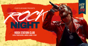 Red Grunge Rock Night Facebook Event Cover template