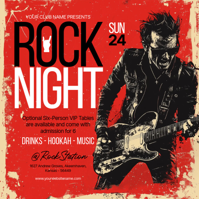 Red Grunge Rock Night Instagram Post template