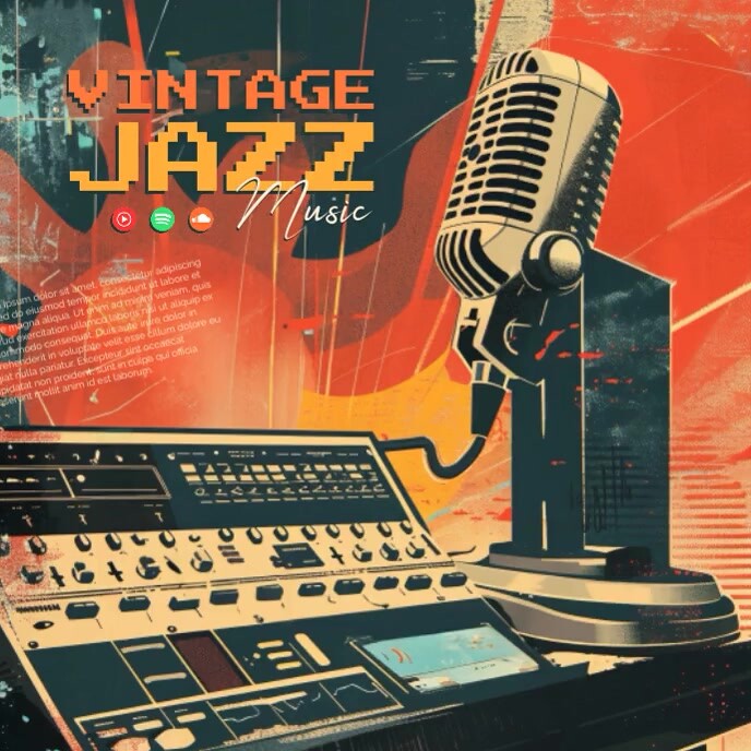 Red Grunge Vintage Jazz  Album Cover template