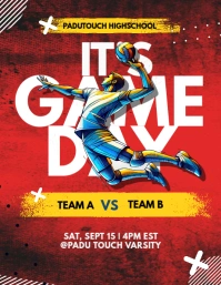 Red Grunge Volleyball Flyer Poster Flyer (us Letter) template