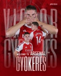 Red Grunge Welcome To Arsenal Victor Gyokeres Instagram Portrait template