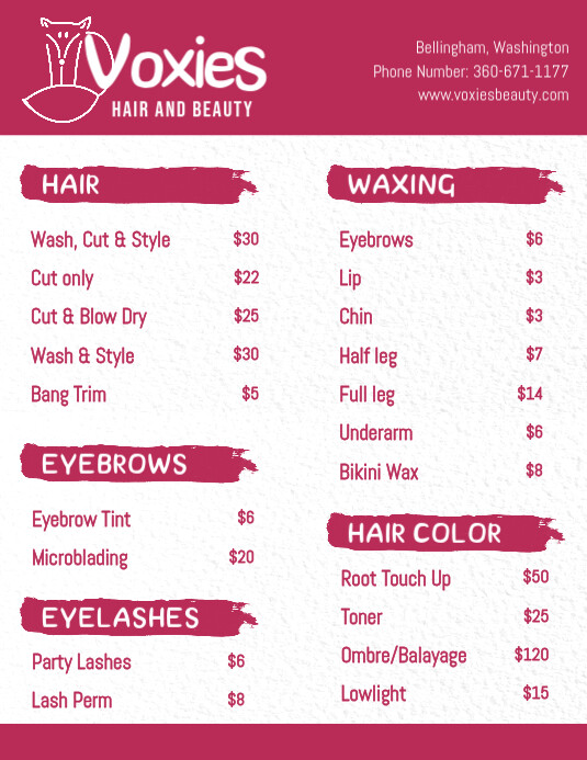 Red Hair Salon Menu Design Template PosterMyWall Red Hair Salon Menu Design Template PosterMyWall
