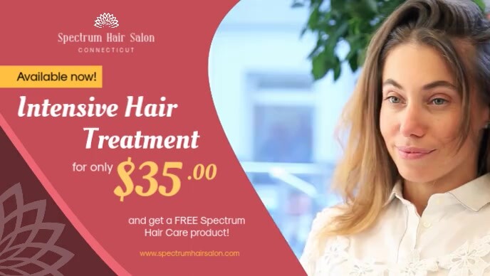 Red Hair Salon Special Offer Banner Video copertina Facebook (16:9) template