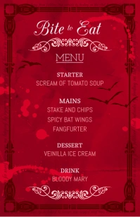Red Half Page Wide Halloween Menu Halv side bred template