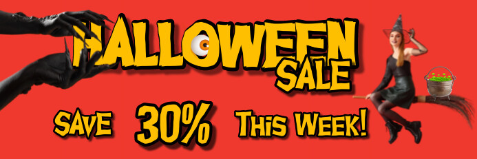 Red  Halloween Banner 2' × 6' template