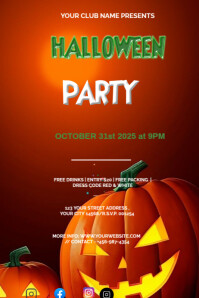 Rød Halloween Party Poster Template
