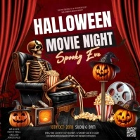 Red Halloween Movie Night Instagram Post template