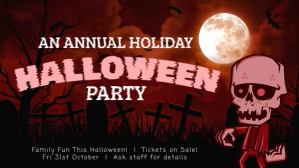 Red Halloween Party Event Digital Display Board Ekran reklamowy (16:9) template
