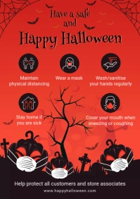 Red Halloween Shopping Guide Covid-19 A4 template