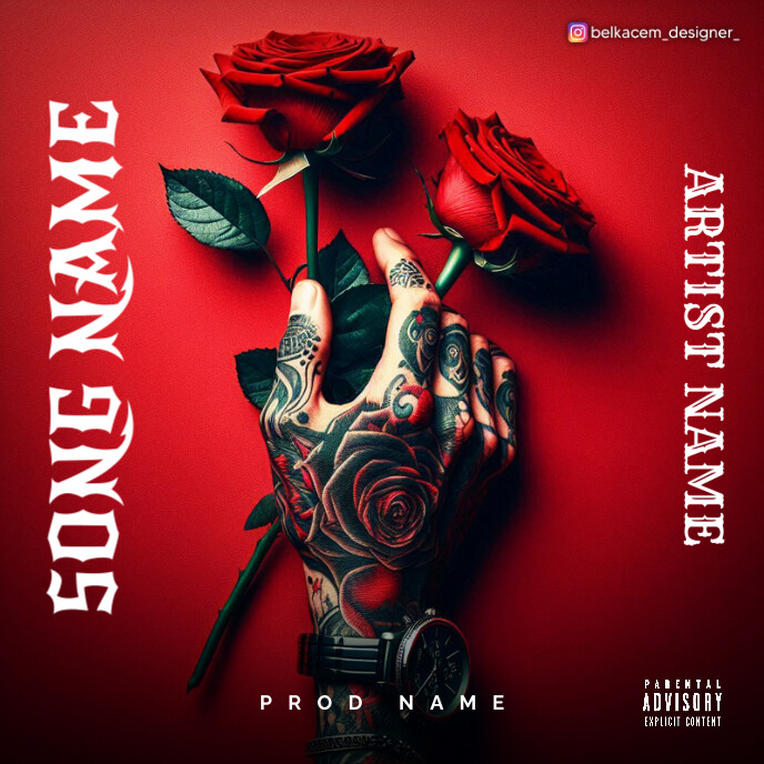 Copy of Red Hand With Roses Album Cover | PosterMyWall