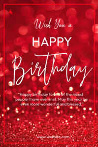 Happy Rd Poster Red Joyful Happy Birthday Poster Template | PosterMyWall