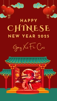 Red Happy Chinese New Year 2025 Instagram Story Tampilan Digital (9:16) template