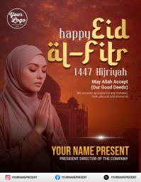 Red Happy Eid Al-fitri Social Media Post Flyer (us Letter) template