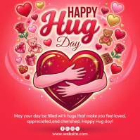 Red Happy Hug Day Celebration Instagram Post template